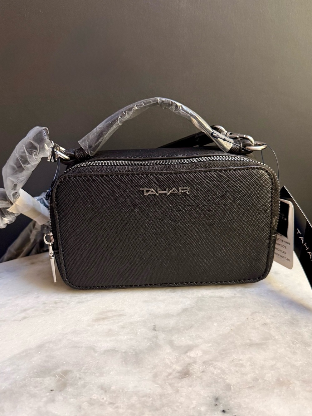 NWT Tahari Black Saffiano Crossbody Camera Bag